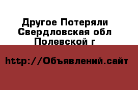 Другое Потеряли. Свердловская обл.,Полевской г.